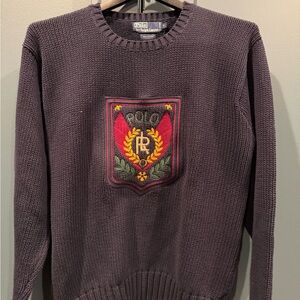 Polo by Ralph Lauren Men's Dark Gray Sweater with Emblem